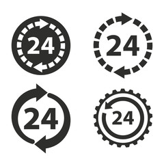 24 hour service icon set.