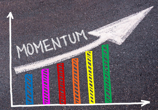 Momentum written over colorful graph and rising arrow