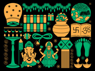 Happy Diwali festival background kitsch art India