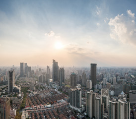 Obraz premium Shanghai JingAn district skyline in sunshine