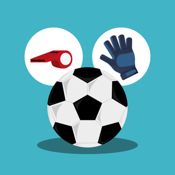 soccer ball with football related icons image vector illustration design 