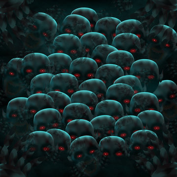 Crowd of the isolated zombies