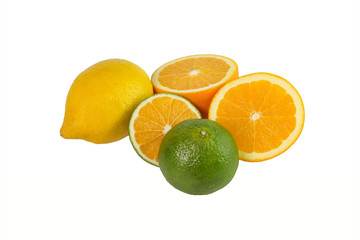 fruits on a white background