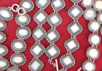 Jewelry necklaces and bracelets for sale at flea market