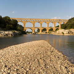 Fototapeta premium Roman aqueduct Pont du Gard, Unesco World Heritage site. Located near Nimes, Languedoc, France