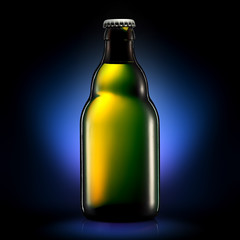 Bottle of beer or cider isolated on dark blue background