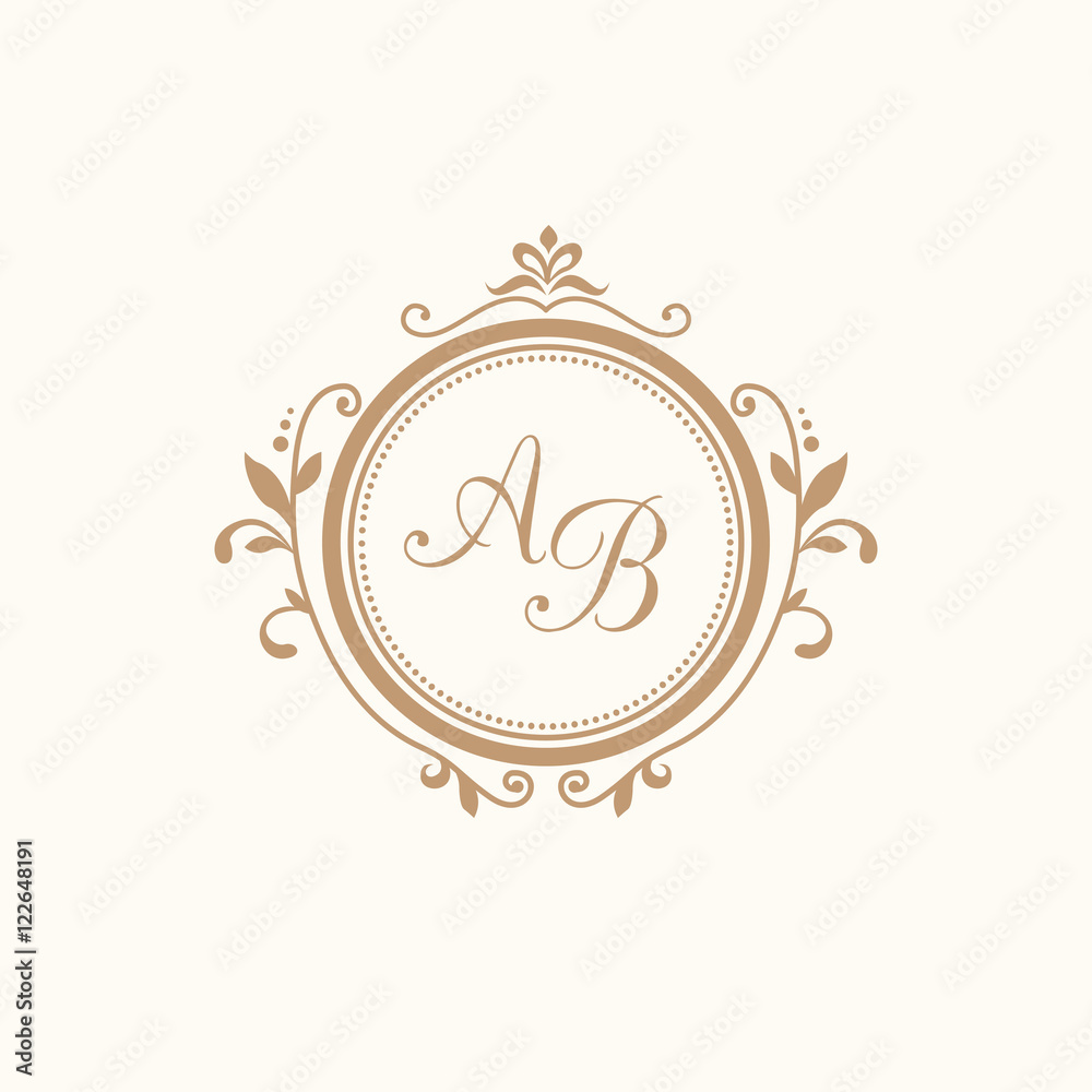 Wall mural vintage monogram template