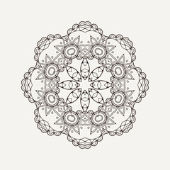 Vector mandala. Mehndi lace tattoo. Oriental weave.