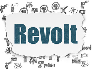 Politics concept: Revolt on Torn Paper background