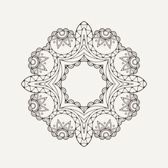 Vector mandala. Mehndi lace tattoo. Oriental weave.