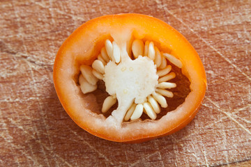 Sliced Pepper paprika isolated on table