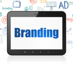 Advertising concept: Tablet Computer with Branding on display