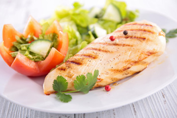 fried chicken breast and vegetable