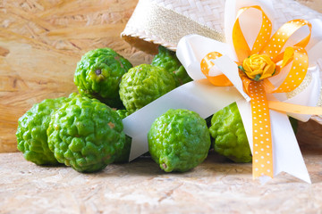 Aromatic spa concept of bergamot fruits