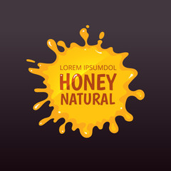 Vector illustration of Yellow honey blot isolate on dark background.