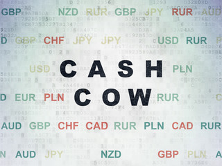 Finance concept: Cash Cow on Digital Data Paper background
