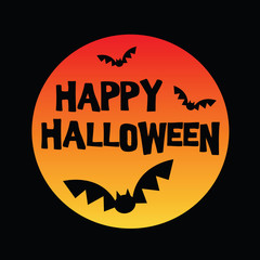 Happy Halloween moon and bats