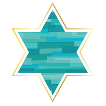 Jewish star with gold frame