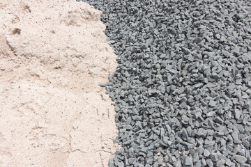 Construction site rocks and sand pile