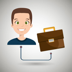 man cartoon suitcase business portfolio vector illustration eps 10