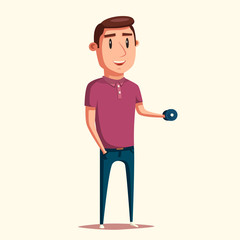 Strong man. Cartoon character. Vector illustration