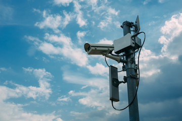 Security Cameras with Sky Background