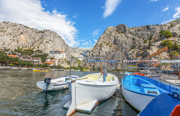 View of Cetina river around Omis (Almissa) city, Dalmatia, Croat