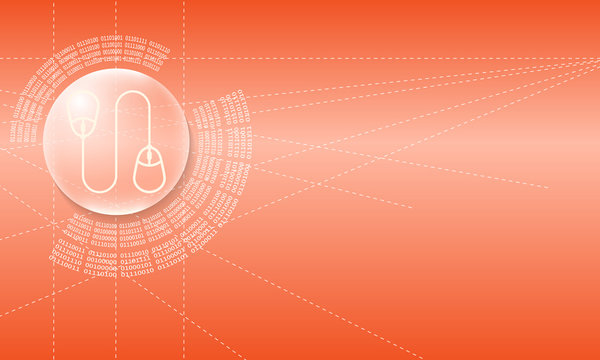 Vector abstract background with a circular binary code and mouse