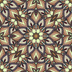 Ornate floral seamless texture, endless pattern with vintage mandala elements.