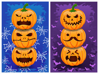 Halloween pumpkins and background set 2