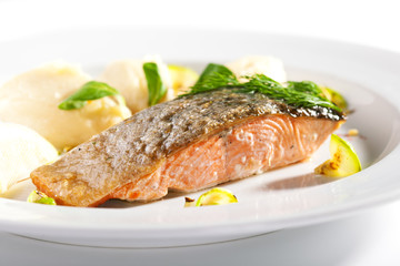 Salmon Steak with Mashed Potato