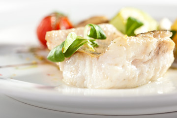Halibut Steak and Vegetables