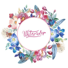 Wildflower rose flower wreath in a watercolor style isolated. Full name of the plant: rose, hulthemia, rosa. Aquarelle flower could be used for background, texture, wrapper pattern, frame or border.