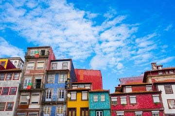 View of the colorful houses of Ribeira, the old town of Porto, Portugal