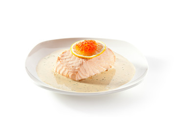 Steamed Salmon with Cream Sauce