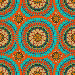 Ornate floral seamless texture, endless pattern with vintage mandala elements.