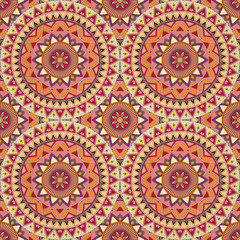 Ornate floral seamless texture, endless pattern with vintage mandala elements.