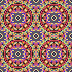 Ornate floral seamless texture, endless pattern with vintage mandala elements.