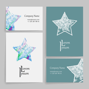 Set Of Vector Design Templates. Business Card With Star Element. Hipster Style.