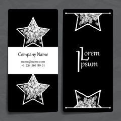 Set of vector design templates. Business card with star element. Hipster style.