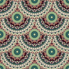 Ornate floral seamless texture, endless pattern with vintage mandala elements.
