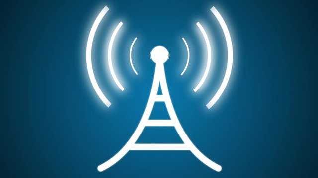 A 10 second loop of concentric waves radiating from a communication tower.