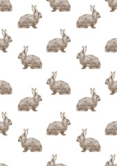 Bezszwowy akwarela wzór z brown królika Easter ilustracją - 122658147