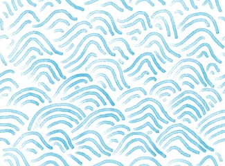 Behang Zee Naadloze aquarel abstracte golven patroon handgeschilderde achtergrond
