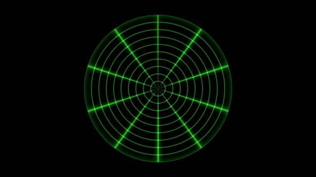 A 30 second loop of a green radar with sonar circles starting from center outward over black. HD 1080.