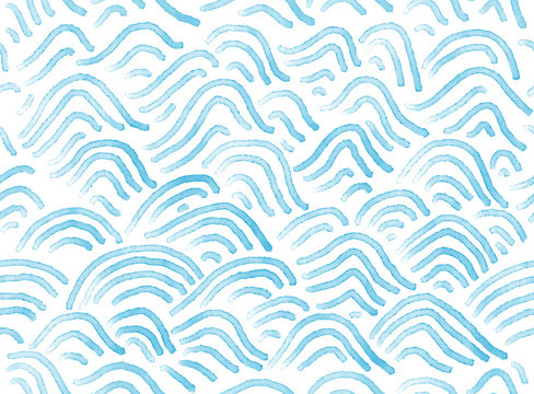 Fototapeta Seamless watercolor abstract waves pattern hand painted background