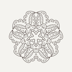 Vector mandala. Mehndi lace tattoo. Oriental weave.