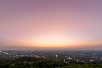 sunset over Hadyai city, Thailand