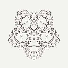 Vector mandala. Mehndi lace tattoo. Oriental weave.