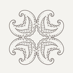 Vector mandala. Mehndi lace tattoo. Oriental weave.